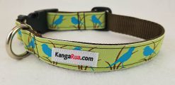 Blue Birds on Light Green - 1" Collar