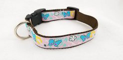 Butterfly & Spring Flowers on Light Pink - 1" Collar