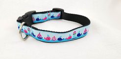 Lighthouse, Whales & Sailboats on Blue - 1" Collar
