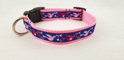 Pink & Red Doves on Navy - 1" Collar