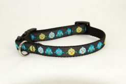 Little Birds in Blues & Green on Black - 3/4" Collar
