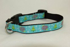 Merry Christmas Snowflake on Light Blue - 1" Collar