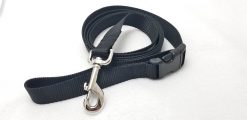 Black Webbing Leash - 6' Leash with Buckle - 1" Width