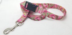Pink Paisley on Patterned Pink Webbing - 6' Leash with Buckle - 1" Width