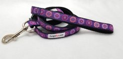 Pink & Purple Flowers on Purple Set - 3/4" Medium Collar, 6' Leash