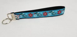 Pointsettia on Turquoise - Key Fob V2
